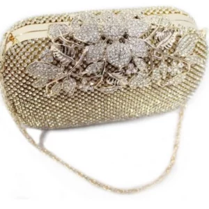 Golden Unique Clasp Bling Diamante Crystal Diamond Evening bag Clutch Purse Party Prom