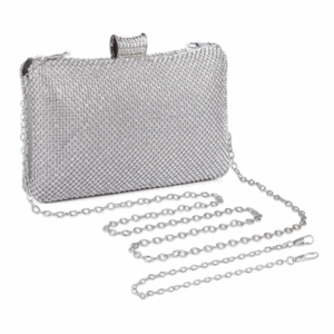 Women Silver Clutch Evening Bag Designer Rhinestone Handbag Bridal Wedding Prom Party