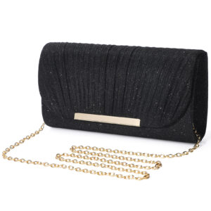 Women Envelope Evening Black Clutch Bag Lady Bridal Weddings Party Prom Chain Handbag