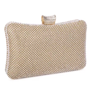Women Gold Clutch Evening Bag Designer Rhinestone Handbag Bridal Wedding Prom Party